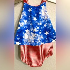 Cat & Jack Baby Patriotic July 4 Red White Blue Bubble Suit Outfit 18 Months